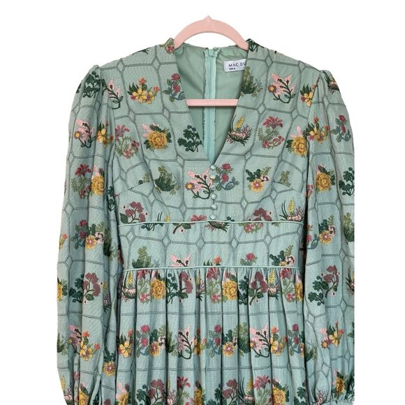 Mac‎ Duggal Dress Gown Size 2 Boho Cottage Peasant Floral Embroidered - Picture 2 of 12